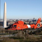 U.S. Coast Guard helicopter hovering near the National Monument